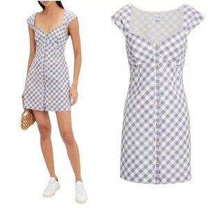 SAYLOR Handleigh Gingham Mini dress Purple white Sweetheart Neckline Large